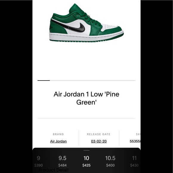 Jordan 1 Low “Pine Green” Size 10 - Picture 5 of 5